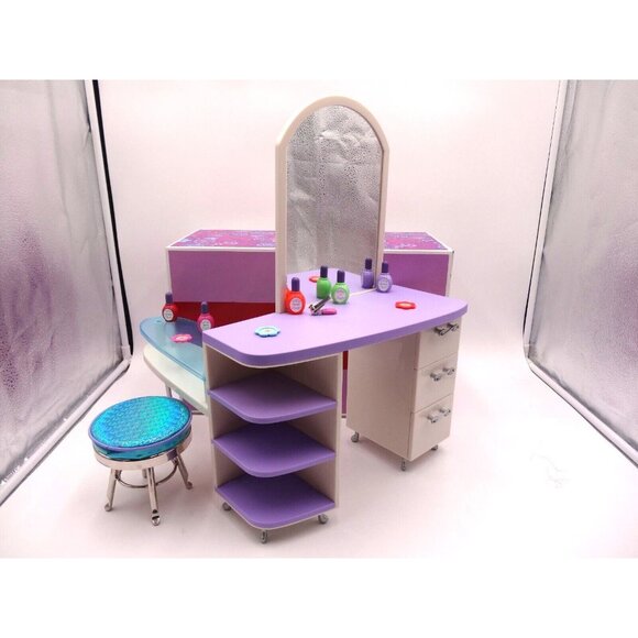 American Girl Salon Station And Stool With Accessories‎ and Box